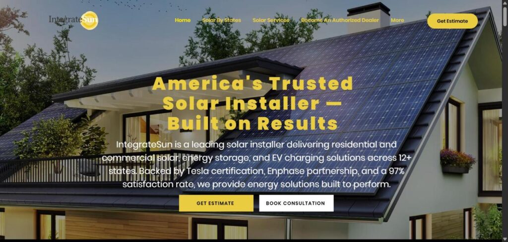 IntegrateSun solar installer homepage built by MetaRank