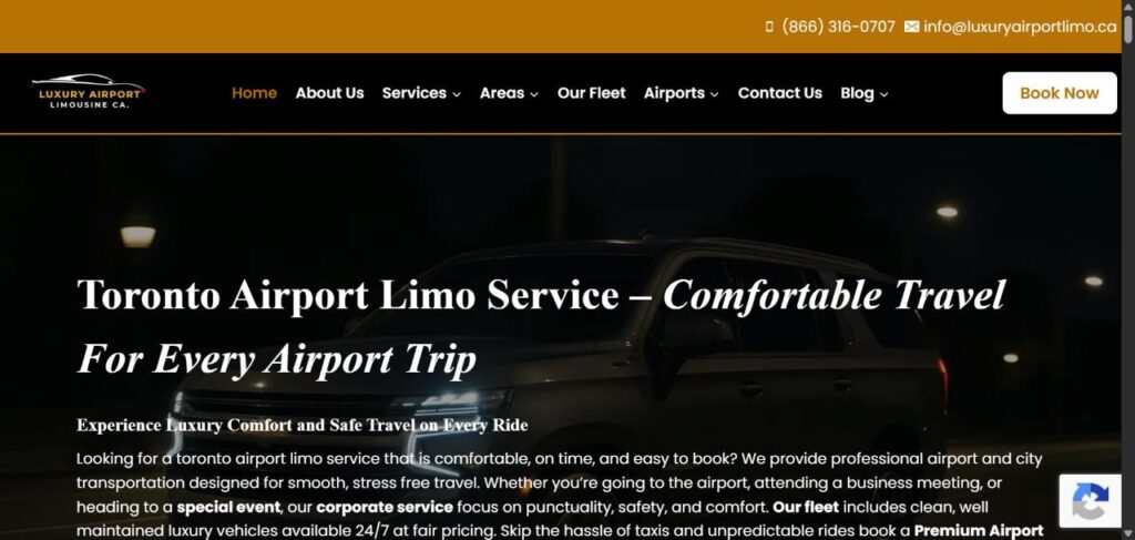 Luxury Airport Limo homepage built by MetaRank