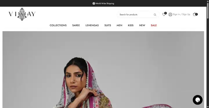 Vinay Fashion homepage